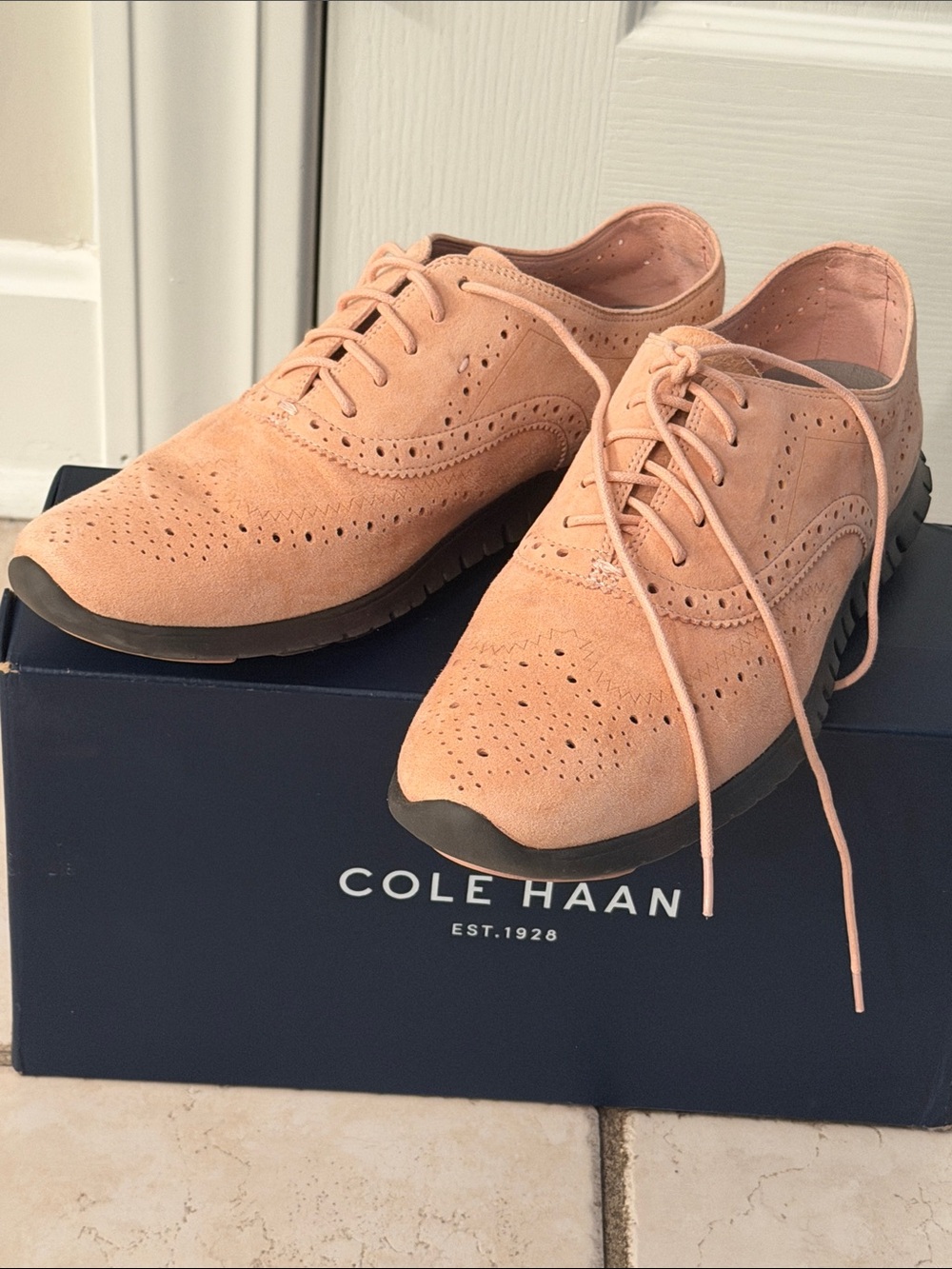 Cole Haan Peach Suede Wingtip Sneaker Loafer